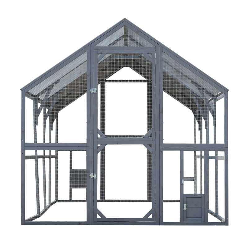 Enclos d'extérieur pour poulailler 110 po, Gris