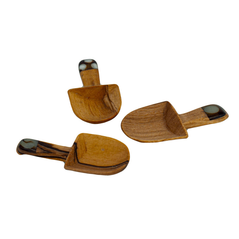 Petite pelle petite en bois d'olivier, ensemble de 3