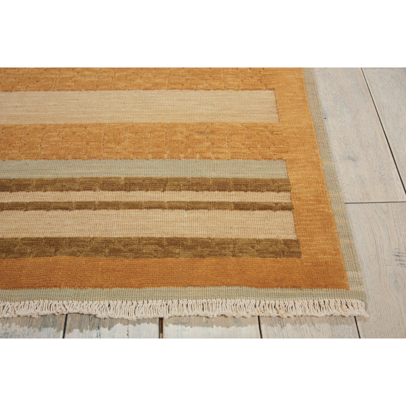 Field Wool Striped Area Rug in Cooper/Beige, Rectangle 8'6" x 11'6"