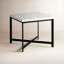 Hammered Iron End Table-White Marble-1791442079