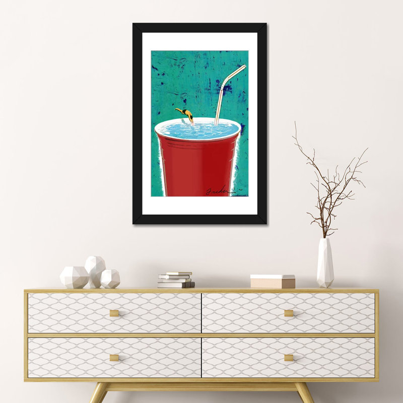 Big drink, impression sur toile tendue Anthony Freda, H 32 po x l 24 po x P 1 po, Papier d'art encadré noir, Blanc