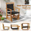 2 pièces Fauteuil oscillant en rotin de patio avec cadre en bois d'acacia et accoudoirs en osier