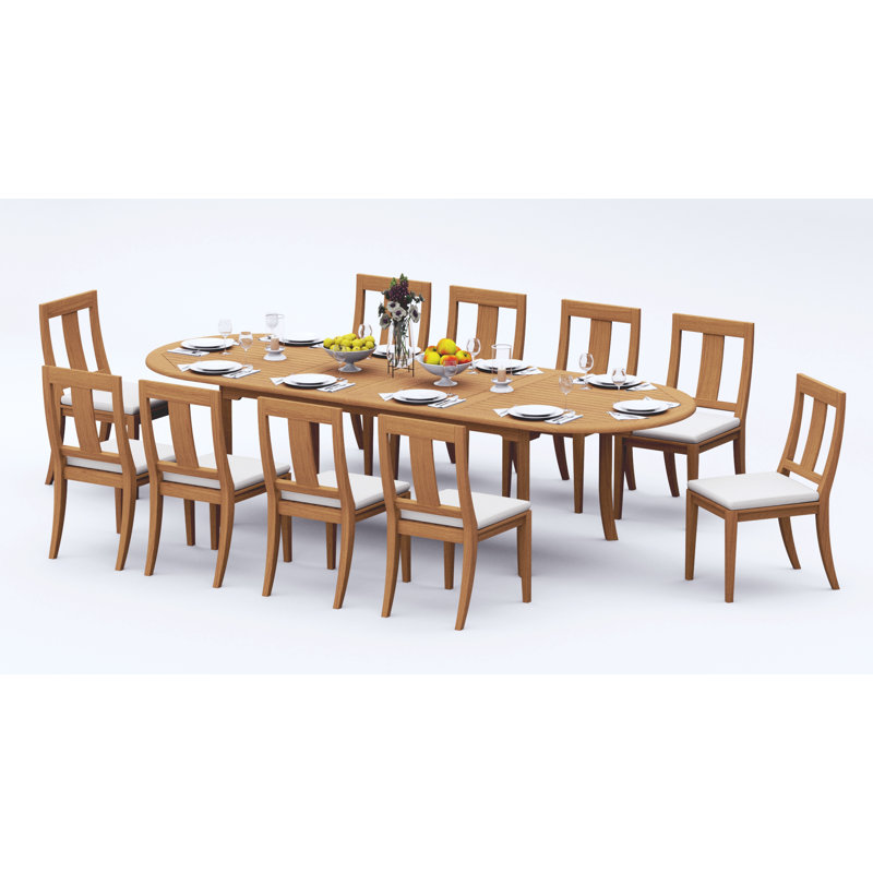 9 Pcs Grade-A Teak Wood Dining Set: 94" Double Extension Oval Table And 8 Osborne Armless Chairs #11OS2200, 10