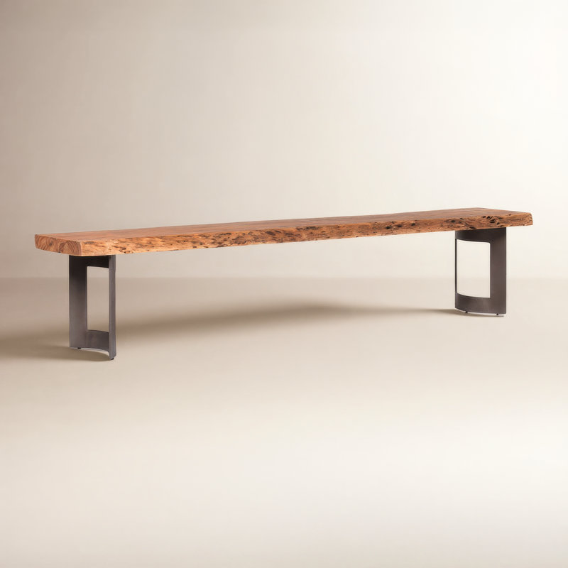 Burnell Live Edge Wood Bench, 18" H x 76" W x 15" D, Brown