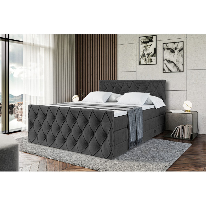 Pocketsprung Divan Bed Set, 120cm W x 200cm D, Black