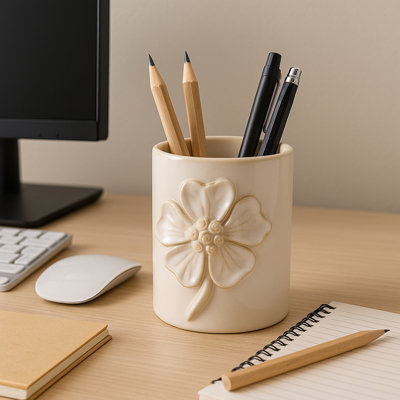 Mignon accessoire de bureau de bureau décoratif en céramique fleur