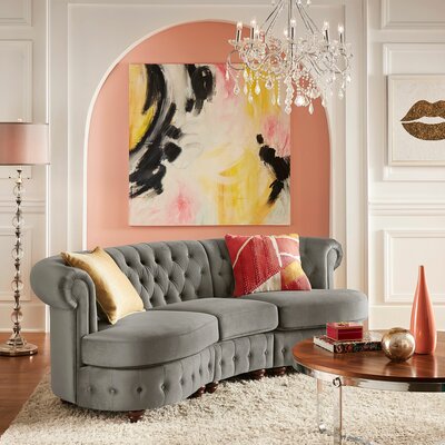 Venuti 94.5"" Velvet Rolled Arm Chesterfield Sofa -  Willa Arloâ¢ Interiors, CF84DC14F12C4C6AA305ED5DB1AC6B00