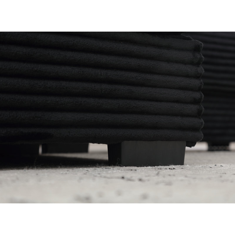Compression Modular L-Shaped Corduroy Sofa, Black Corduroy, Left Hand Facing