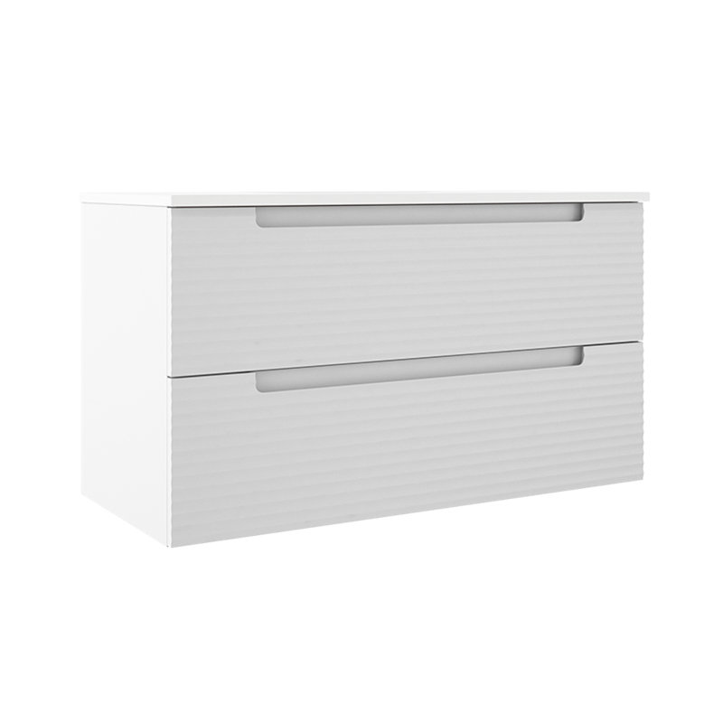 Meuble-lavabo mural 36 po Coda, Ondulation blanc mat