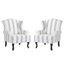 Duward Upholstered Stripe Navy Linen Wingback Accent Chair with Rolled Arm and Solid Wood Leg (Set of 2)-628223111
