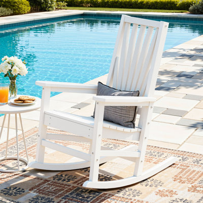 Outdoor HDPE Rocking Chair With Windsor Backrest,White