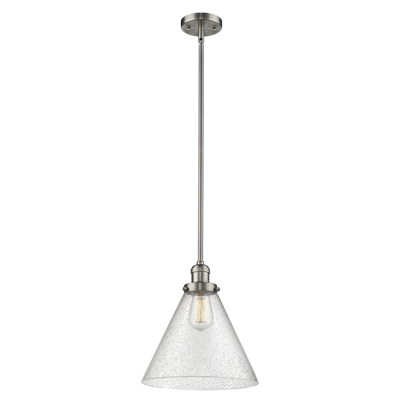 Luminaire suspendu conique à 1 lumière Anner, Granuleux, Nickel satiné brossé