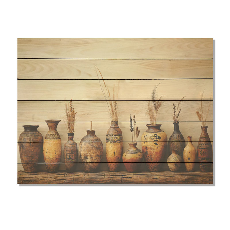 Brown Minimalisme Pottery Formation - Poterie bohème sur bois, H 10 po x l 20 po x P 0,78 po