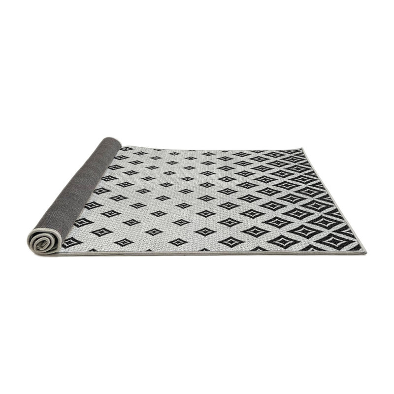 Tapis noir/blanc à motifs, Rond 4 pi