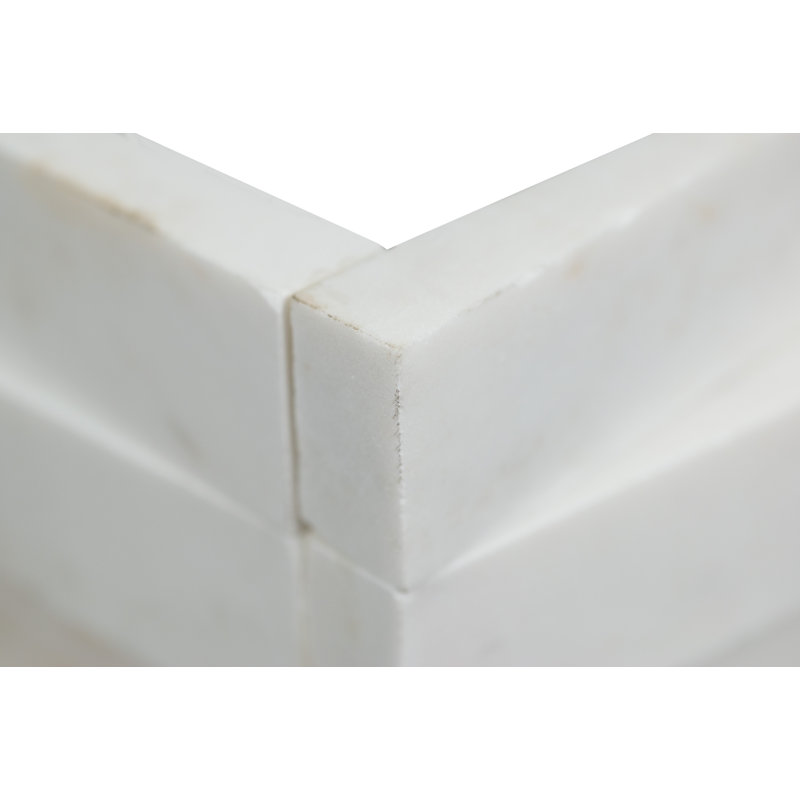 Stonecrest Celestine 6 in. x 18 in. Honed Marble Ledger Corner Wall Tile, Snow