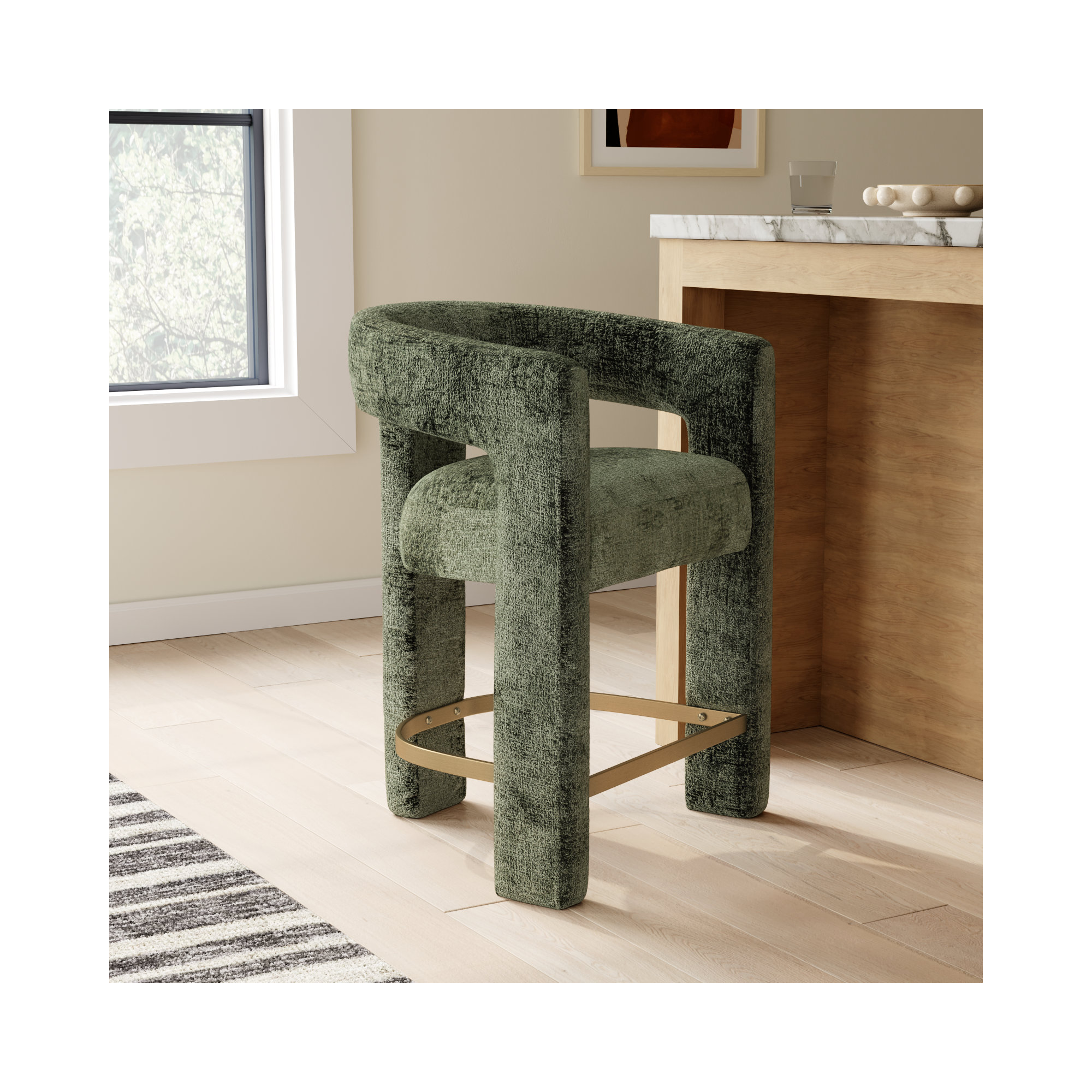 Darlington 24'' Counter Stool, Gwen Forest Microsuede