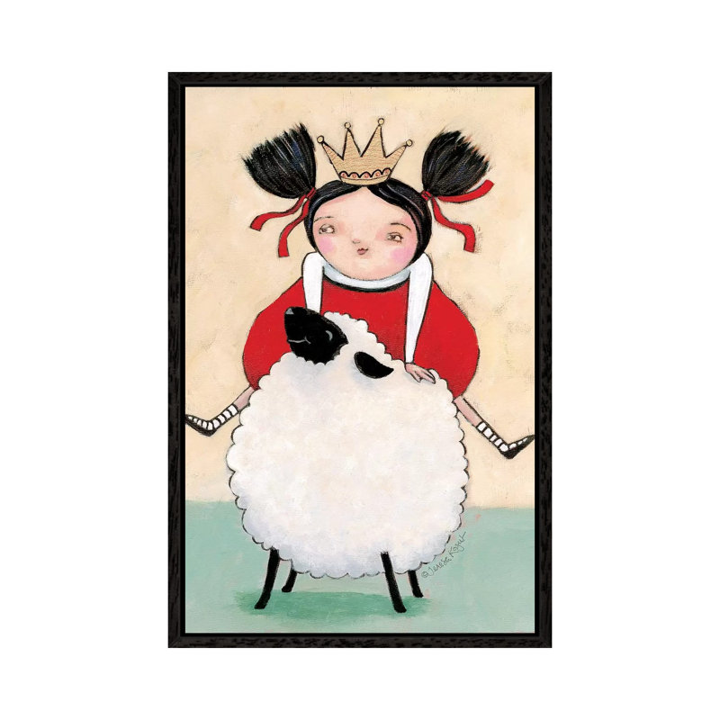 Ewe Ride 1 Piece Painting on Canvas, 152.4cm H x 101.6cm W x 3.81cm D, Black Floater Framed