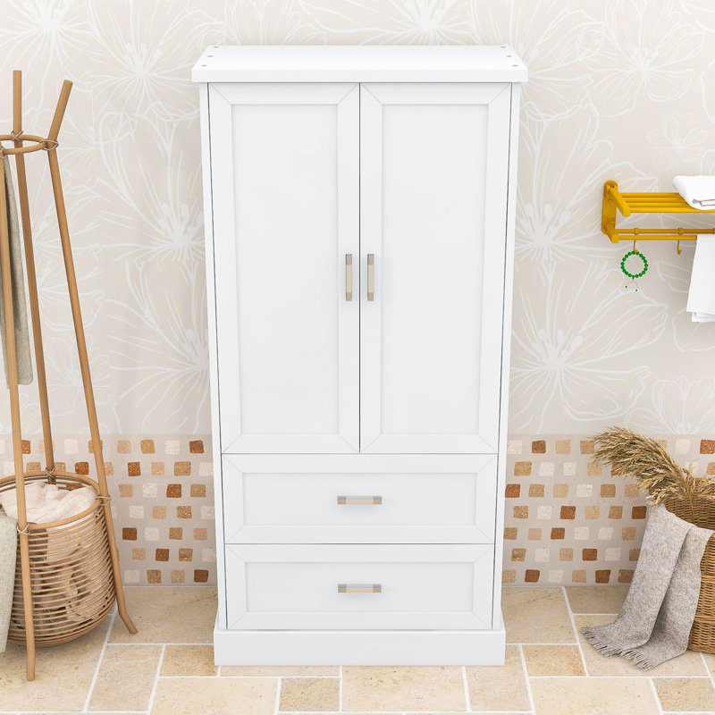 Armoire de rangement haute polyvalente avec tablettes réglables et beaucoup de rangement, Blanc