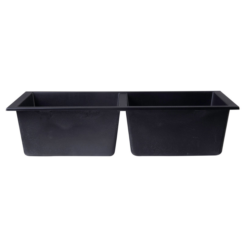 Évier de cuisine à double cuves l 34 po x l 18 po, Noir