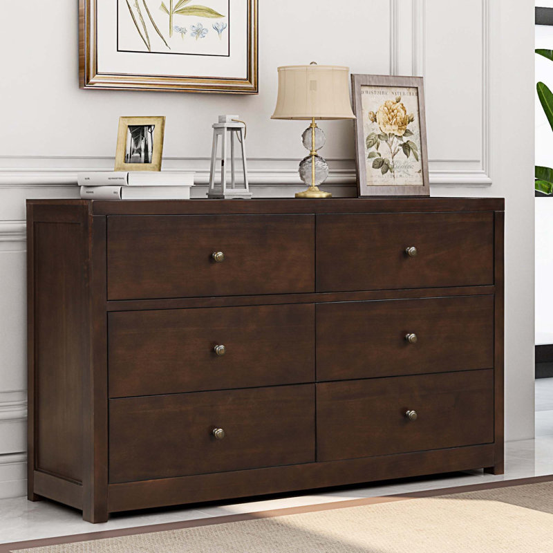 Commode double 6 tiroirs Vintage Brown, Brun