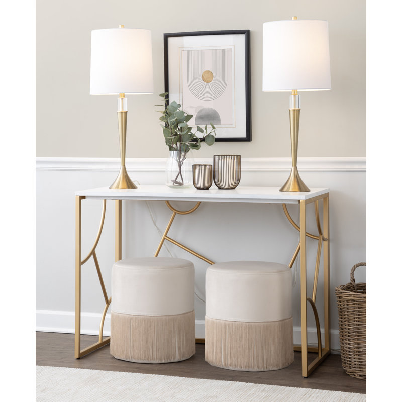 Kinza Metal Base Writing Desk, Whie