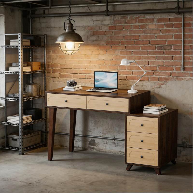 Writing Table With Drawers (Not Include Stools)