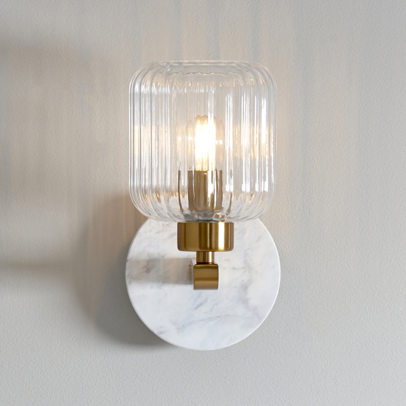 Tarlo Ribbed Wall Sconce, White Marble