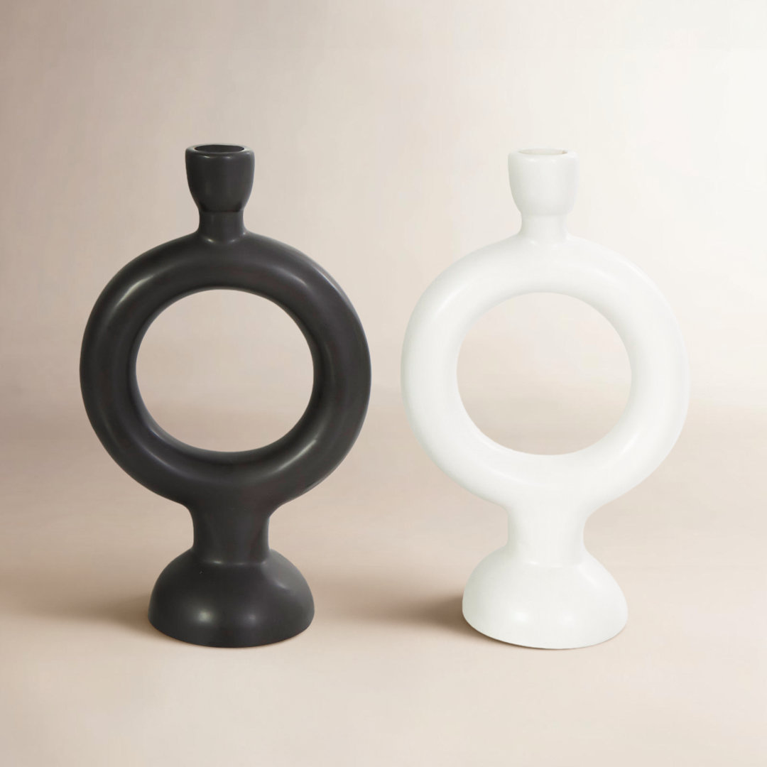 Mable 9.20'' H Earthenware Tabletop Candlestick (Set of 2) AllModern