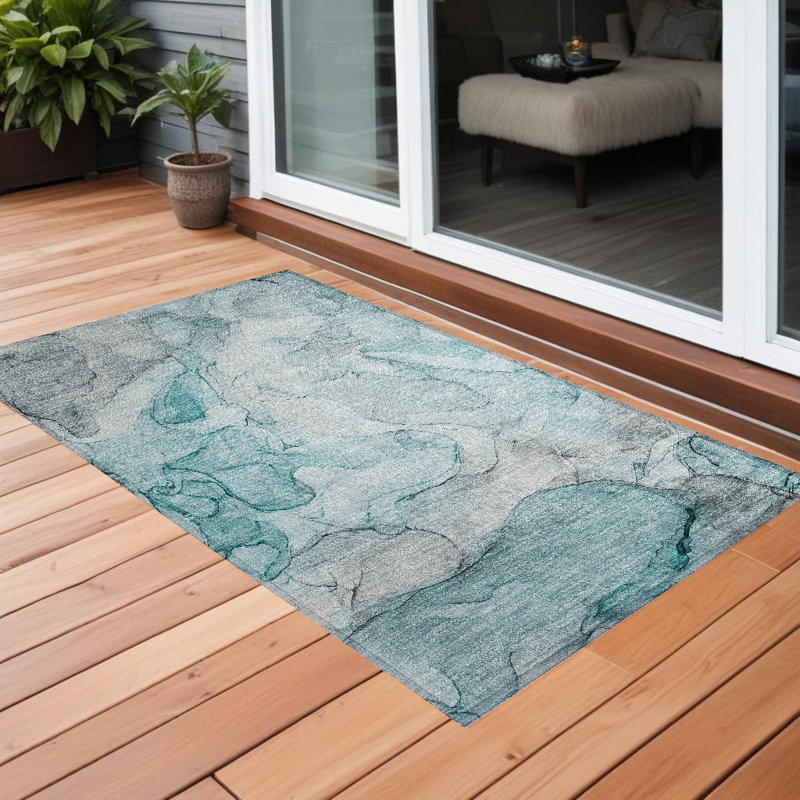 Tapis extérieur lavable antidérapant gris et ivoire 3 pi x 4 pi