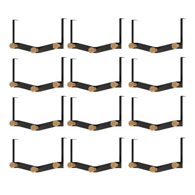​YBM Home Black Wooden Over the Door Hanger Hooks, 3 Hooks for Hanging Clothing, Towels, Bags, Coats, Pack of 12, 1266-12