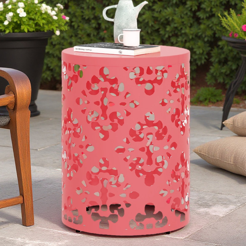 Outdoor Metal End Table -Large, Red