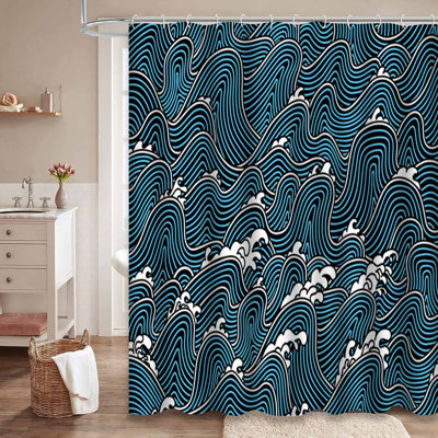 Rideau de douche blanc à motif de 12 crochets