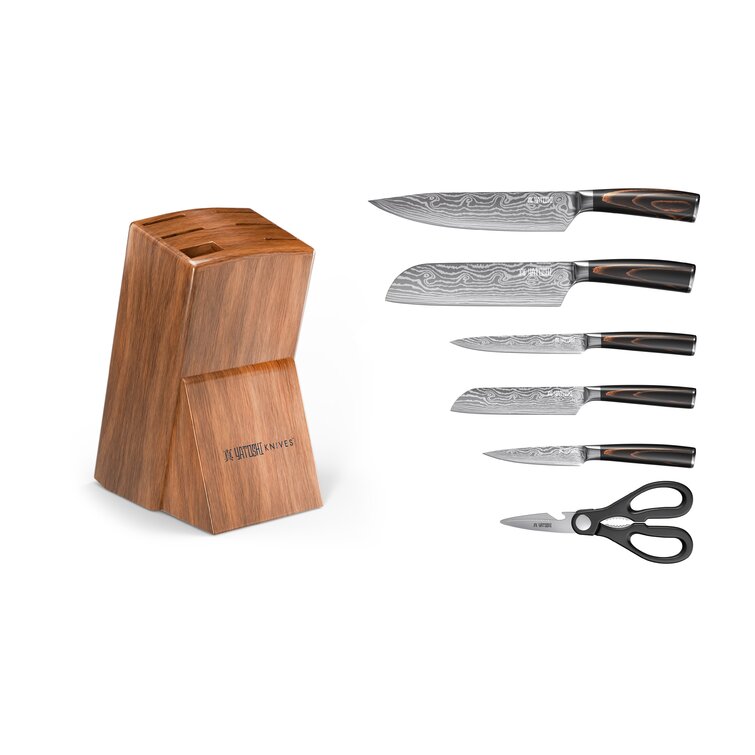 Yatoshi 7 Knife Block Set - Pro Kitchen Knife Set Ultra Sharp High