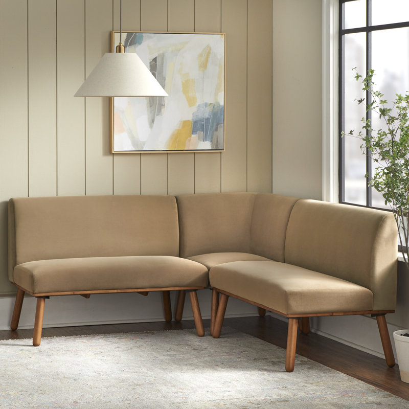 Briette 3 Piece Nook Banquette Set, Tan