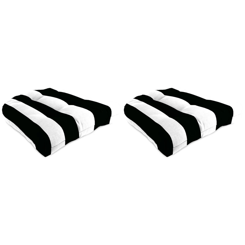 Outdoor Wicker Seat Cushion, Stripped Black Polyester
