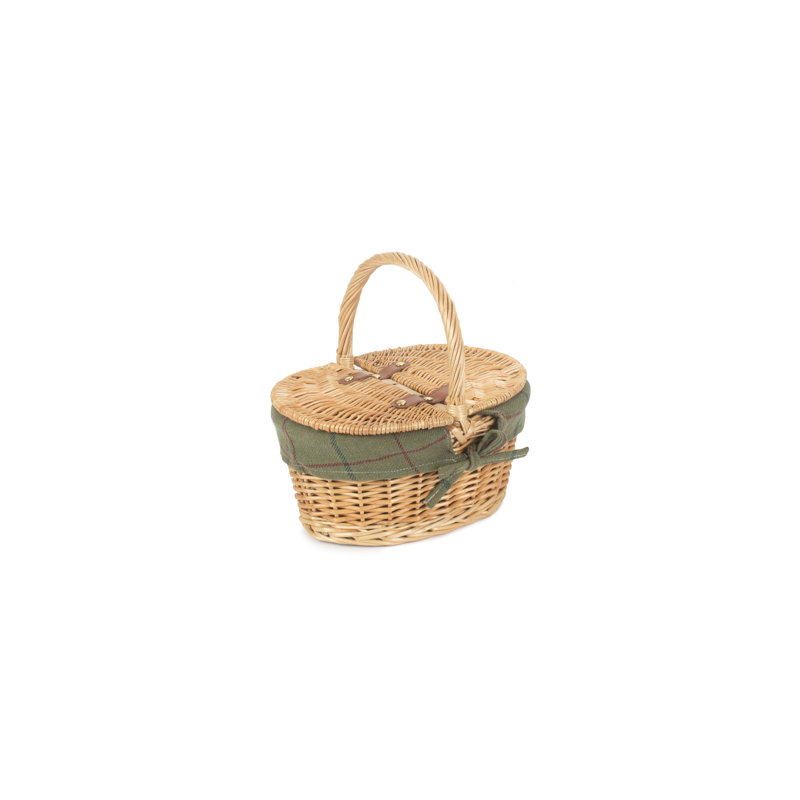 Bay Isle Home Wicker Box, Buff/Green Tweed Effect Lining