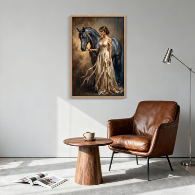 Ensemble de 1 tableau élégant sur toile représentant un cheval