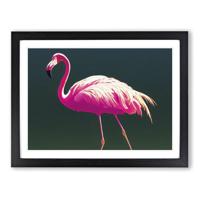 Enthralling Flamingo - Single Picture Frame Painting, Black , 46cm H x 64cm W x 2cm D