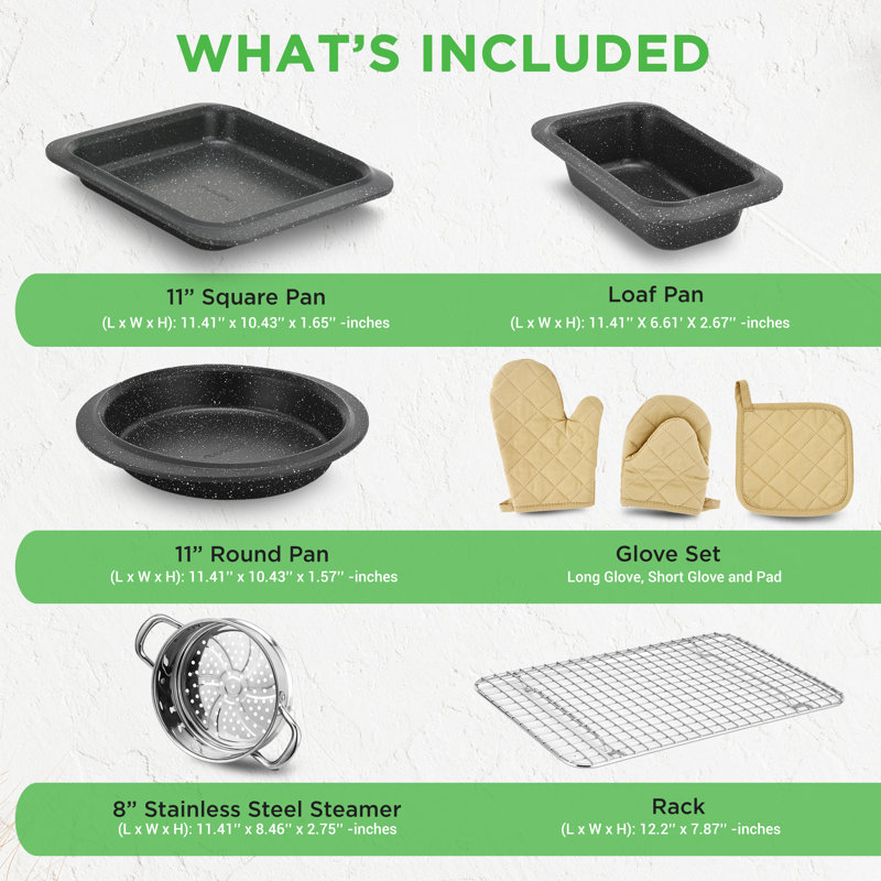 Nutrichef 22-Piece Maroon Marble Non-Stick Cookware And Bakeware Set - Professional Home Kitchen Collection With Multi-Sized Pots, Pans, And Heat-Resistant Tools