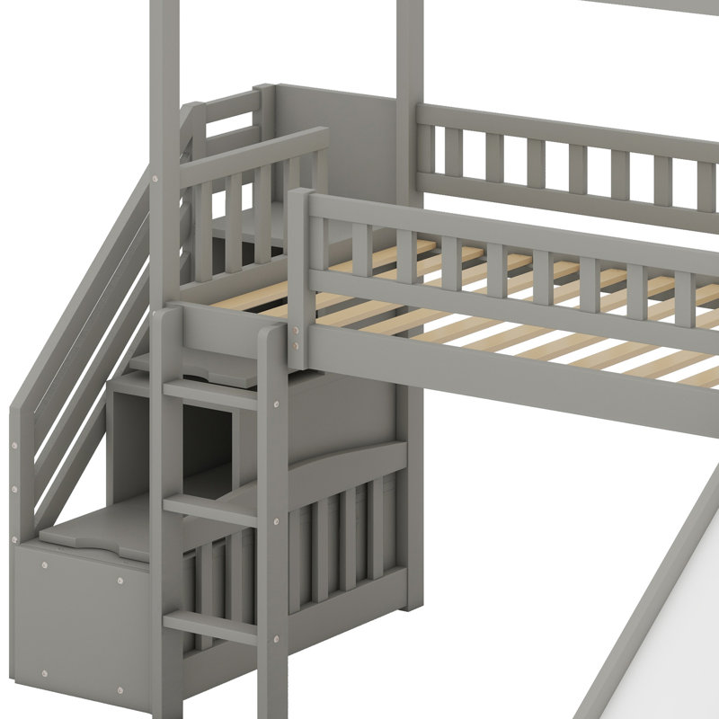Loft House Bed With Slide, Grey
