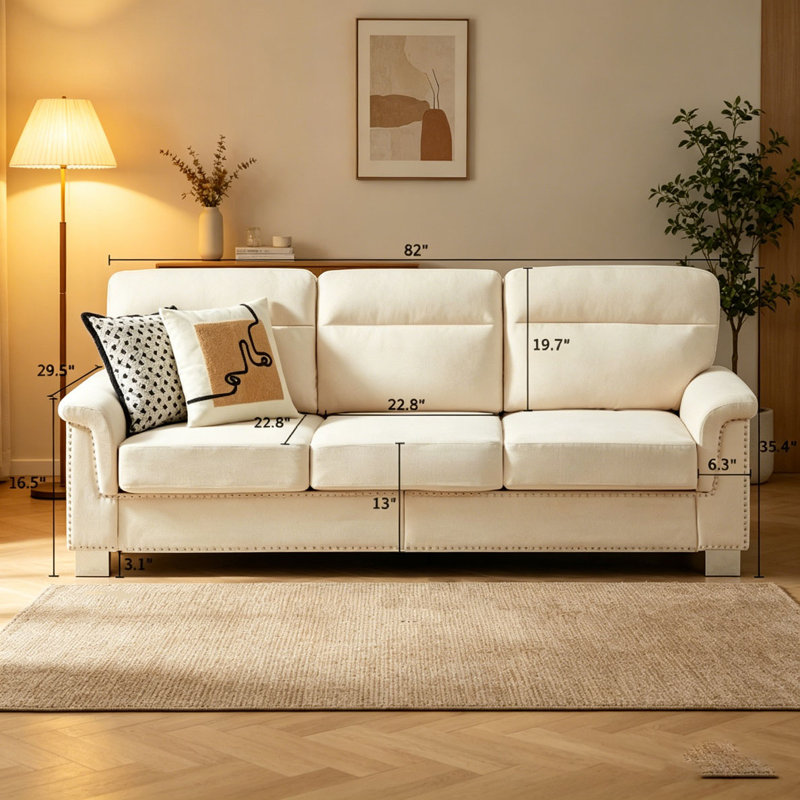 Canapé 3 places 82 po, Beige