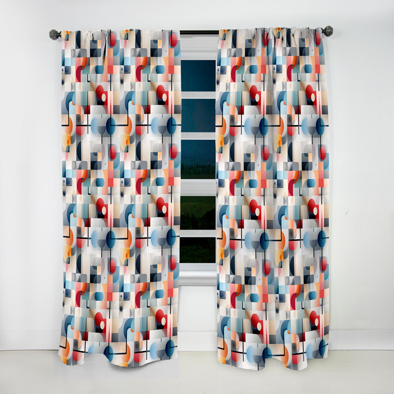 Multicolor Matrix Grid - Rideau abstrait - Rideau obscurcissant de formes géométriques - 1 panneau, L 52 po x L 84 po