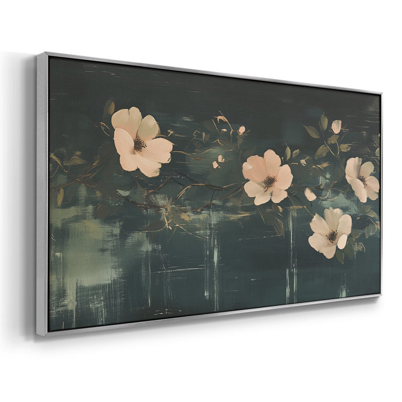 Botanical Series-CCLxx - Toile tendue avec châssis tendue, prête à être accrochée, H 21 po x l 41 po, Argent argent