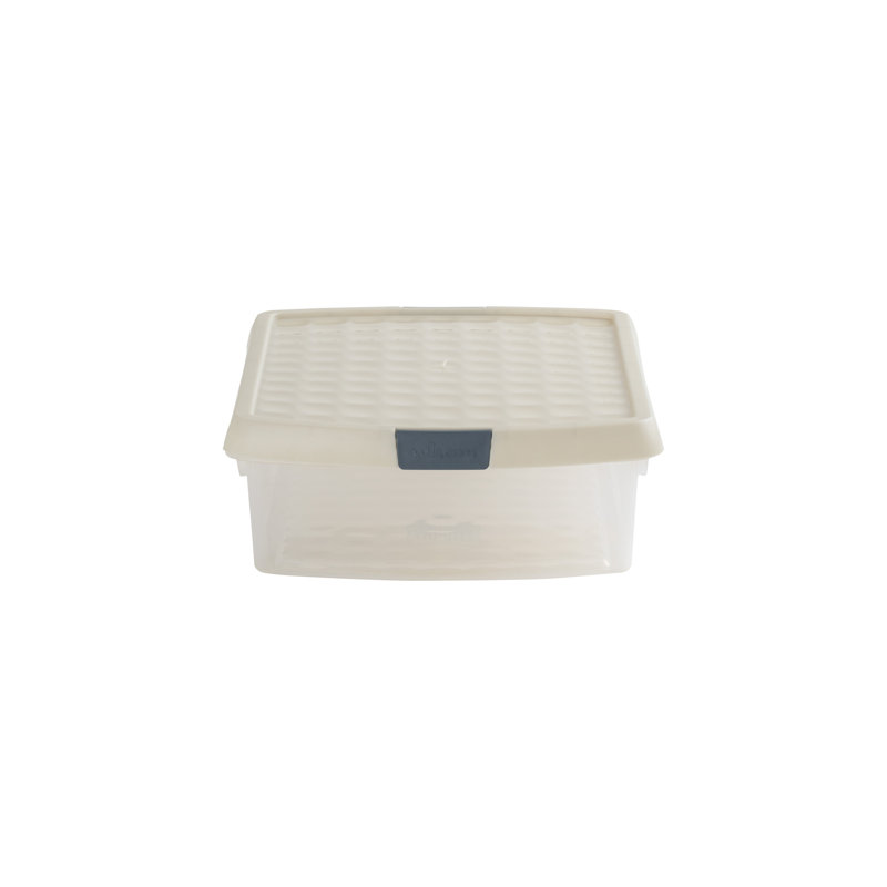 Wham Clip 8.5L Rectangular Plastic Storage Boxes with Secure Clip Lock Lids. L:39 x W:29 x H:10.5cm, Clear/Stone/Slate Grey