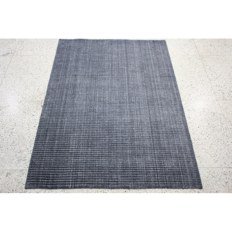 Tapis tissé à la main | Tapis en laine et bambou en soie moderne | Tapis d'intérieur gris anthracite de 7 mm d'épaisseur