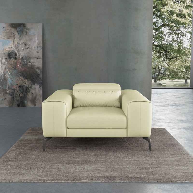 Cavour Leather Club Chair, Off White Genuine Leather