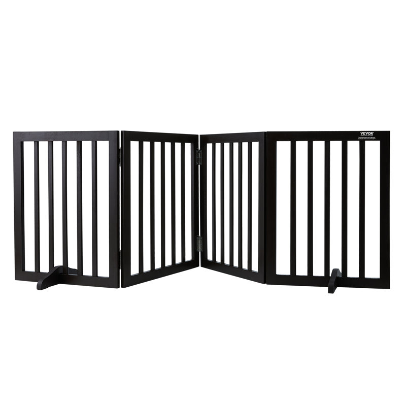 Solid Wood Free Standing Pet Gate With Door, 50.8 - 204 cm, Brown
