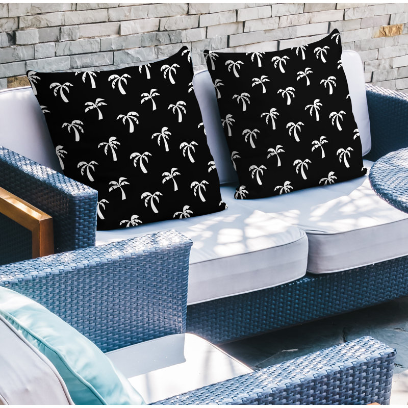 Housse et insert de coussin décoratif intérieur / extérieur en mélange de polyester, L 17 po x H 17 po, Noir