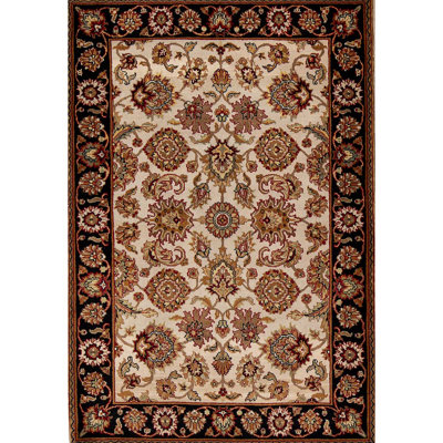Hand-Knotted Wool IVORY / BLACK Area Rug