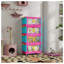 Armoire de rangement pliante de 20 po de largeur avec 5 niveaux, porte magnétique et roulettes Happy Color - organisateur pliable rose et bleu pour la maison, le dortoir et le bureau